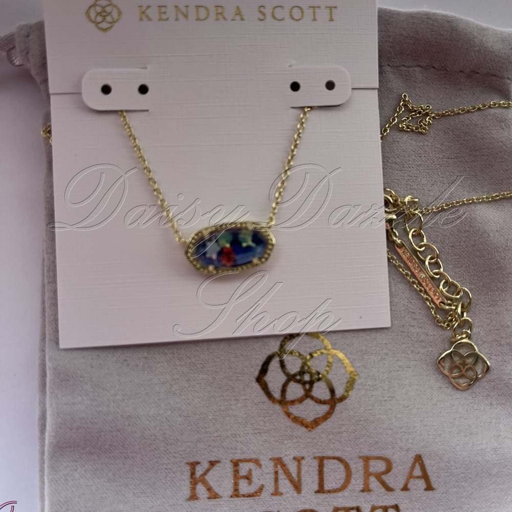 Kendra Scott Elisa Gold Short Pendant Necklace Red White Blue Illusion New ✨ - Picture 7 of 8